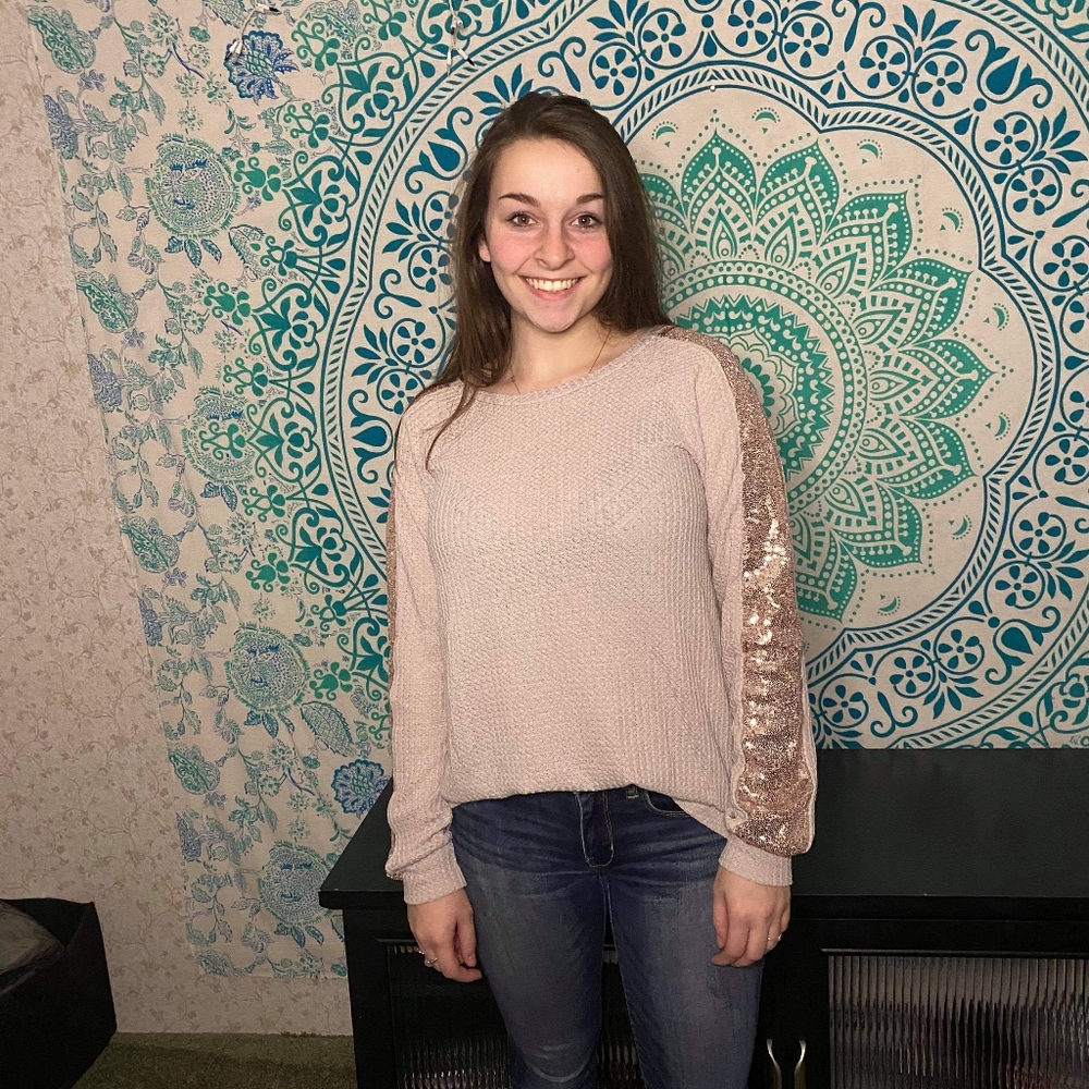 Waffle knit long sleeve